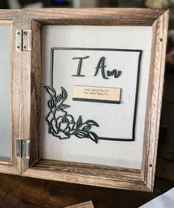 Rustic Affirmation Shadow Box with 10 Engraved Cards