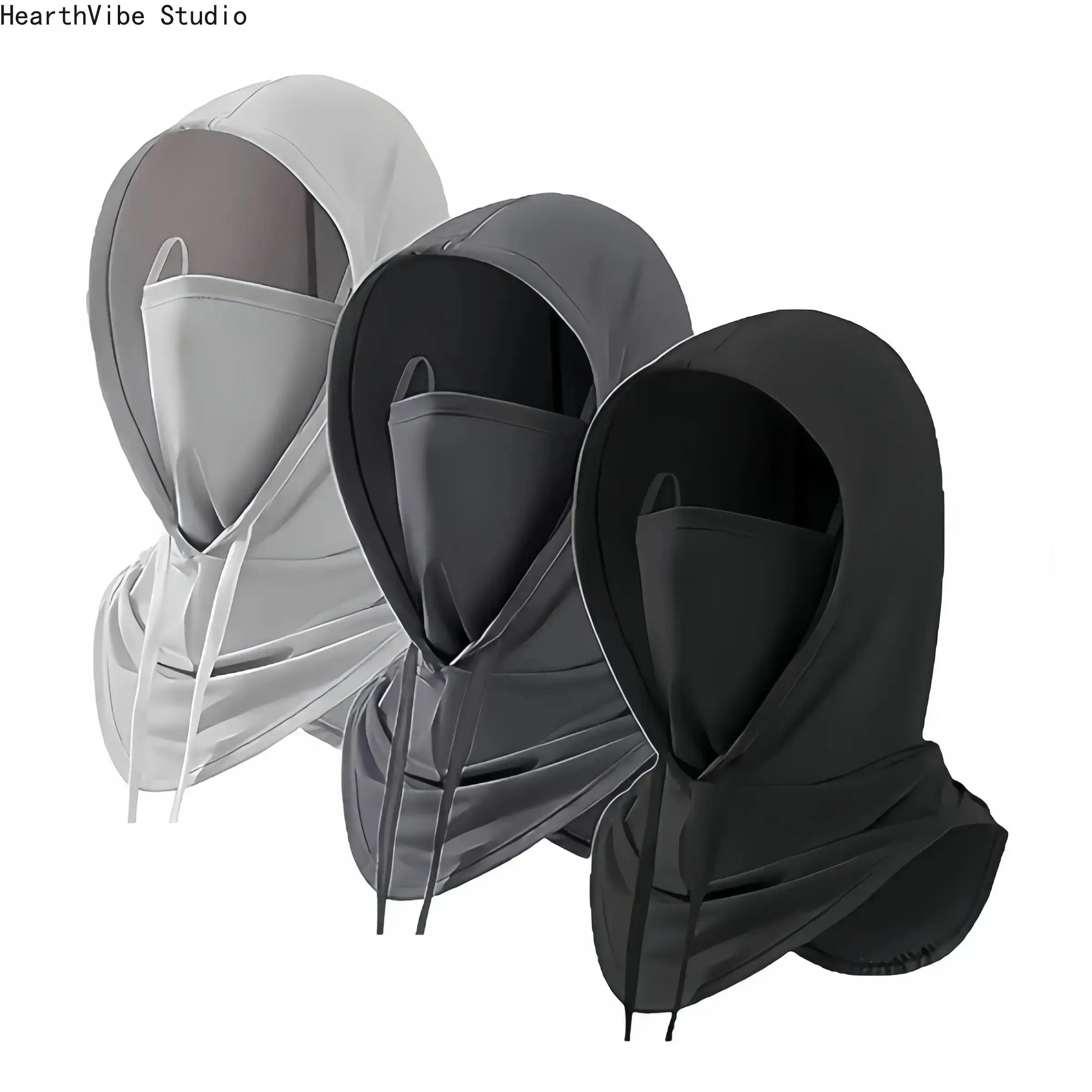 3 Pack Balaclava Face Mask for Men Women, Summer Cooling Neck Gaiter with UPF 50+ UV Protection, Breathable Biker Mask with Adjustable Drawstring, Motorcycle, Face Masks