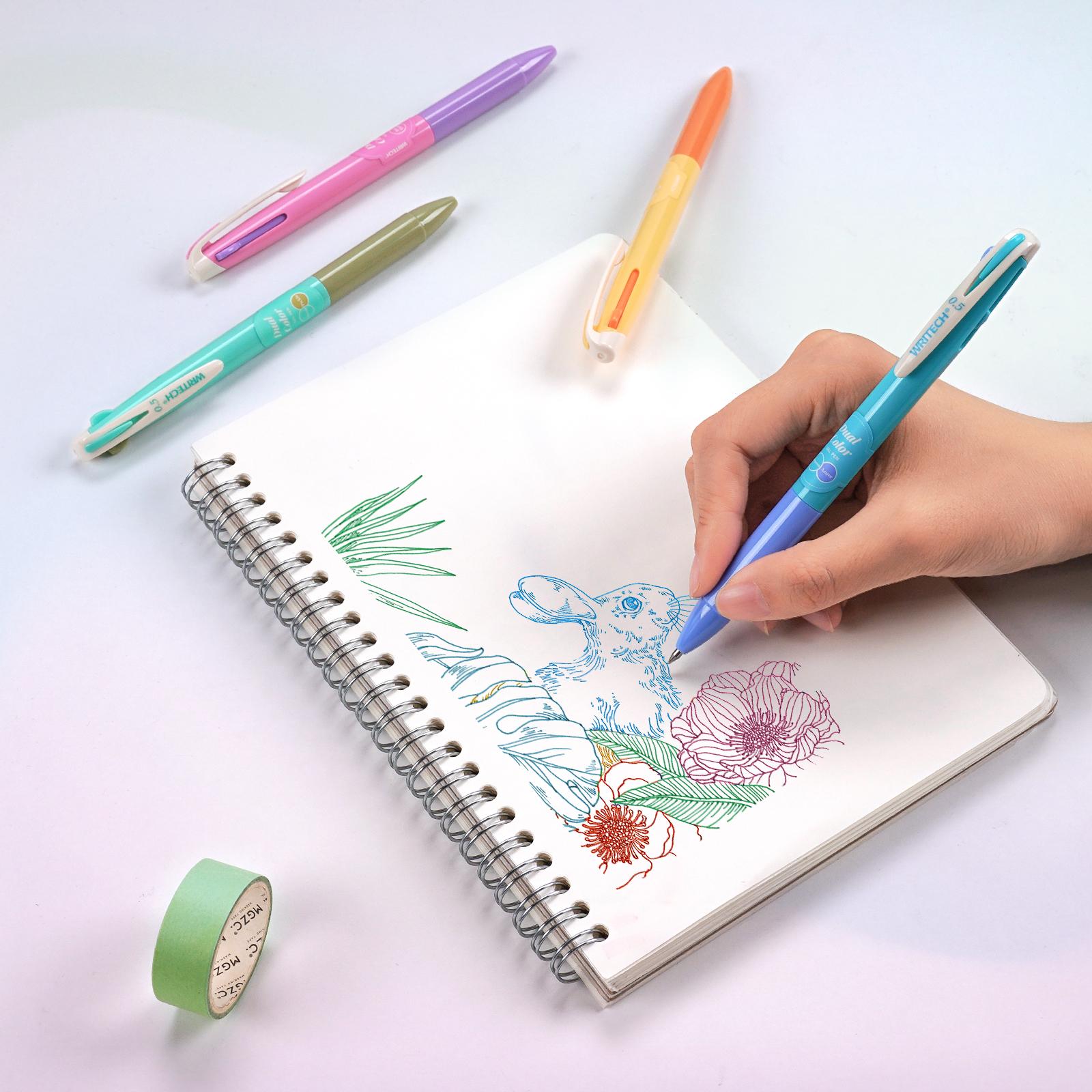 WRITECH Multi Colored Gel Pens 0.5mm 2 in 1 Assorted Color Ink Fine Point Tip Aesthetic Retractable Pen for Journaling Coloring Drawing - 8ct dealsforyoudays