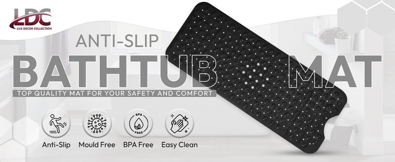 Lux Decor Bathtub Mat - Non Slip Bath Mat for Safe Bathing Experience - PVC Shower Mat - 40 x 16 inches - Available in Multiple Colors  - Winter Deals