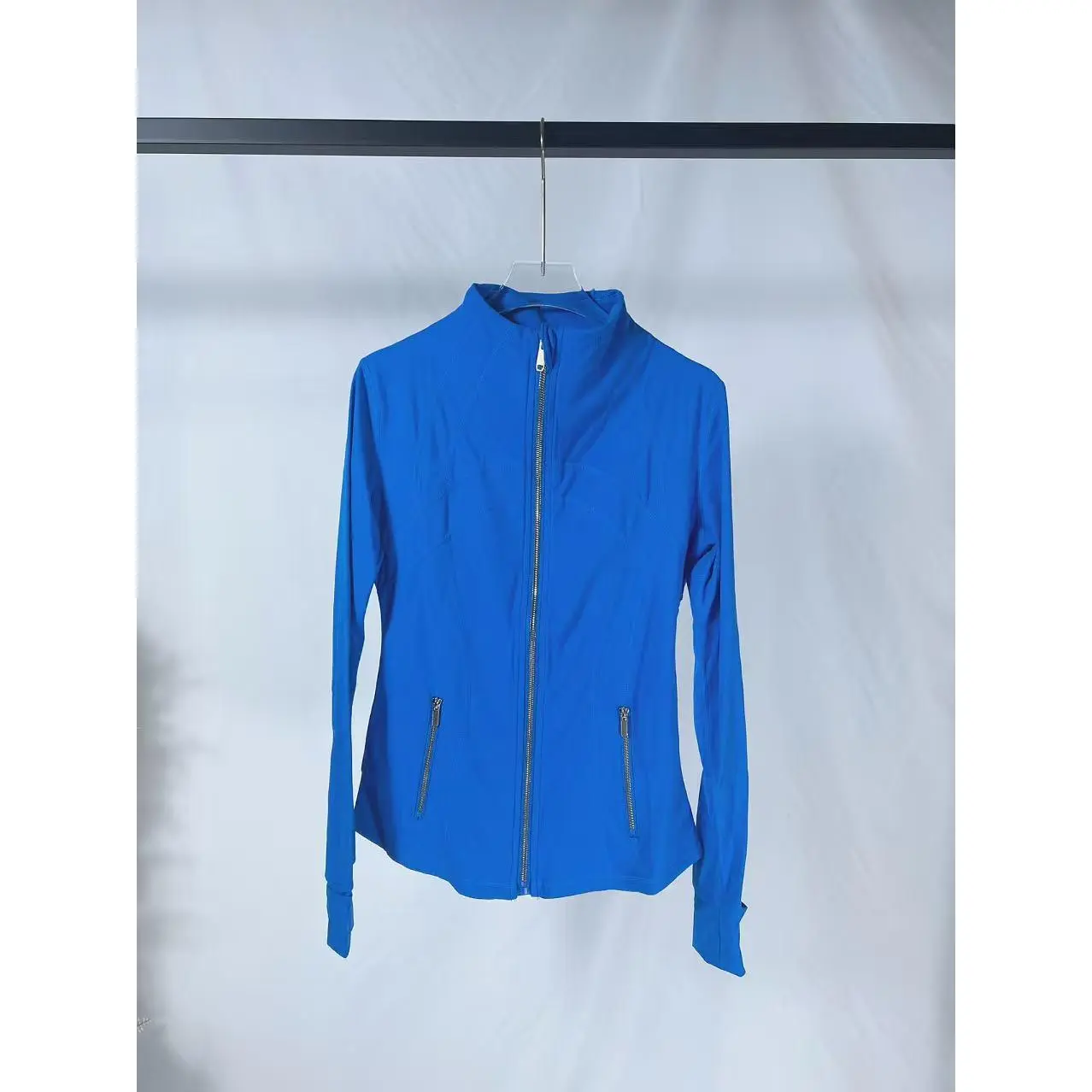 Electric light blue gold zipper jacket