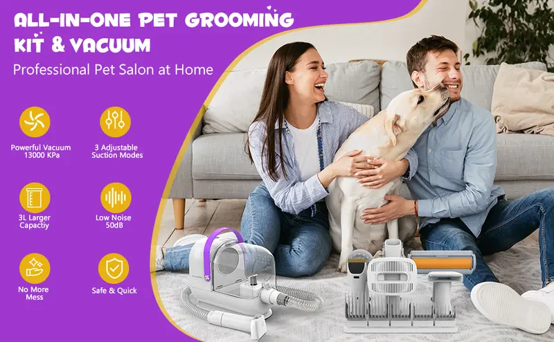 Product Introduction of Homeika Dog Grooming Vacuum Kit - 3L Vacuum with 7 Tools, Low Noise Electric Clipper and Brush for Pet Shedding at Home 1
