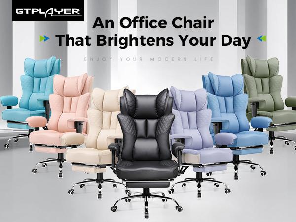 GTPLAYER Big and Tall Office Chair 400LBS Wide Ergonomic Gaming Chair with Deluxe Embossing Designed Leather, 150° Reclining, Adjustable Soft Armrests, Pocket Spring Back Support, and Pillow