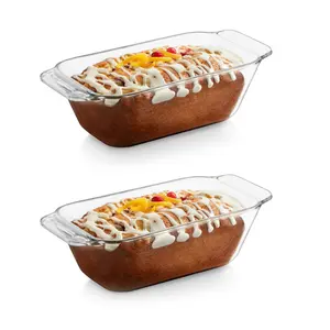 Libbey Baker’s Premium Glass Loaf Baking Dish Set of 2, Stackable Bakeware with GreatGrip Handles, Durable Glass Bread Pans