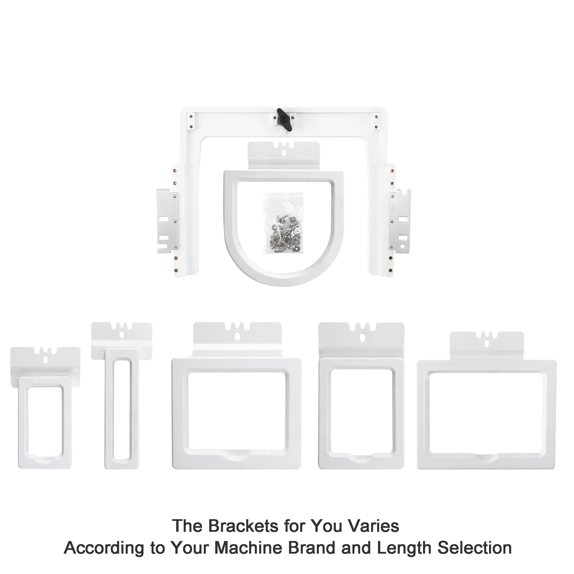 Sew Tech Multi-Size 6-in-1 Plastic Magnetic Fast Frame Kit with Adaptor for Brother Embroidery Machines (PR1X, PR600/PR1000 Series) – Includes 2"x4" Mono, 1"x6" Cuff & Sock Micro, 3"x4" Pocket, 5"x4" Christmas Stocking Hoops for Embroidery Craft Projects