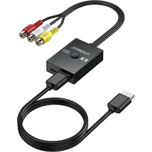 AUTOUTLET RCA to HDMI Converter, AV to HDMI Adapter with 4:3/16:9 Aspect Ratio Switch, Supports 1080P/720P, Includes 1.5ft HDMI Cable for Retro Game Consoles (PS1, PS2, Wii, N64, DVD, VHS, VCR) sohochic