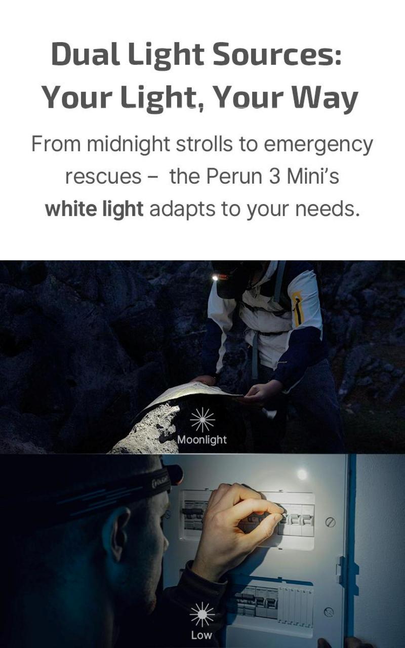 Olight Perun 3 Mini Headlamp & Flashlight with Red and White Light