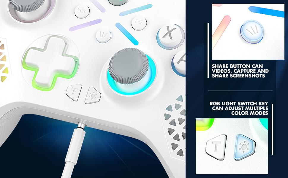 Xbox One Wireless WIFI Controller RH-1025 for Xbox One/Series X|S Windows 10/11 with 2.4GHZ Game Joystick Hybrid D-Pad RGB Lighting Turbo Function 3.5mm Audio