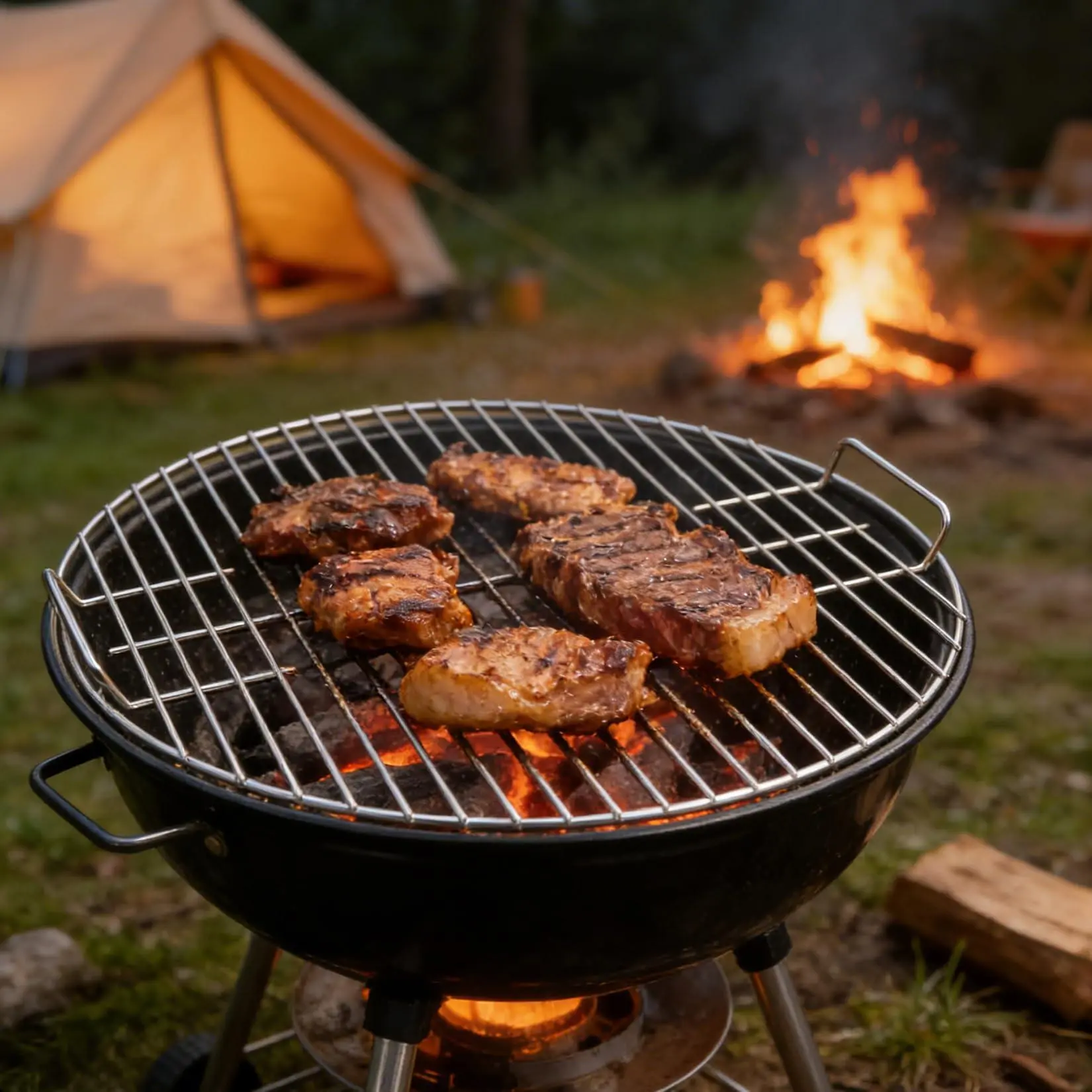 Sturdy 17-in Round Plated Steel Grill Grate Replacement with Grid Pattern, Integrated Handles, Non-Stick Rust-Resistant General Fit Easy Clean for Outdoor Charcoal Kettle BBQ Cooking