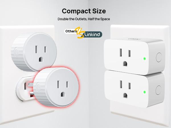 Linkind Matter Smart Plug, Work with Apple Home, Siri, Alexa, Google, SmartThings, Smart Outlet 15A/1800W Max, Smart Home Automation, APP Remote Control,Timer&Schedule, 2.4G Wi-Fi Only, 2 Pack