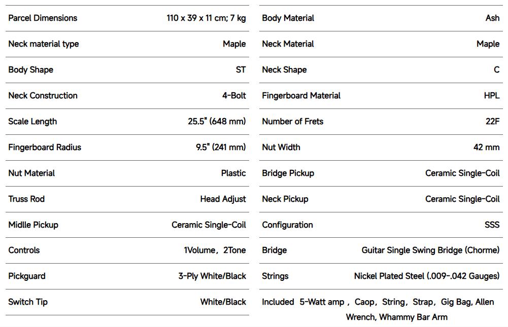 Donner DST-80 ST Electric Guitar Kit with Amplifier, Bag, Strap, String, Tuner, Cable, Capo and Pick, SSS Pickups