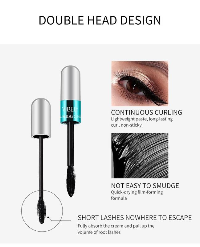 4D Premium Mascara by VIBELY - Easy to Remove by Warm Water, Lengthening,Organic, Vegan & Smudge Proof