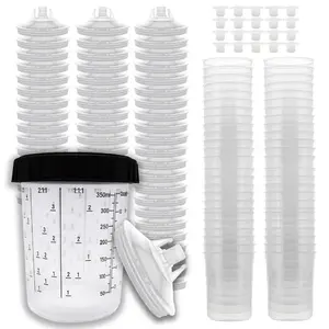 Disposable 13.5 Ounce (400ml) Paint Spray Gun Cups Liners and Lid System, 50 Pack 125 MIC Kit