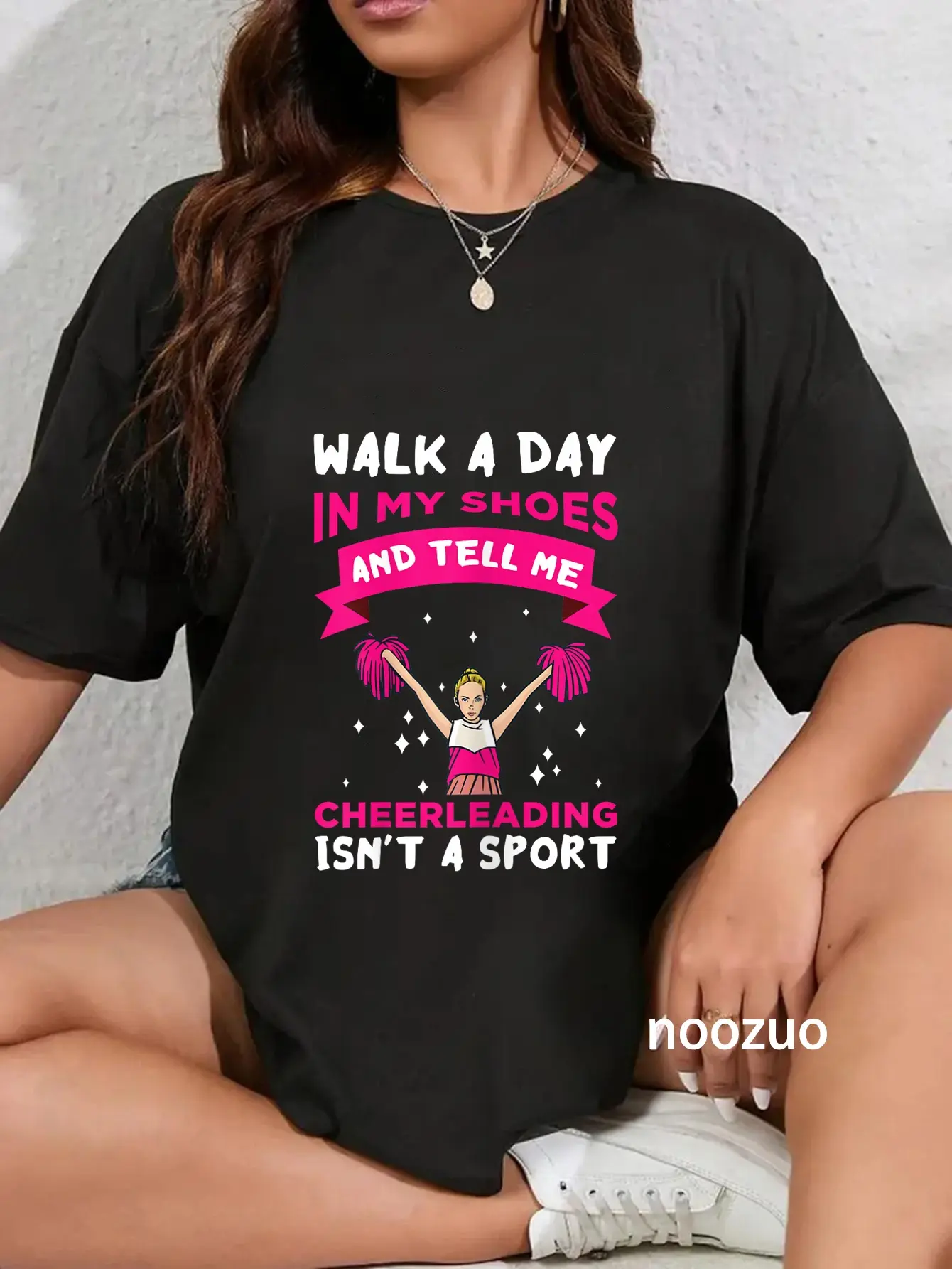 100% Cotton Cheer Girl Walk A Day In My Shoes Cheerleader Cheerleading T-Shirt