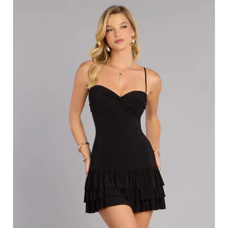 Ruffle black short dress - TikTok Shop
