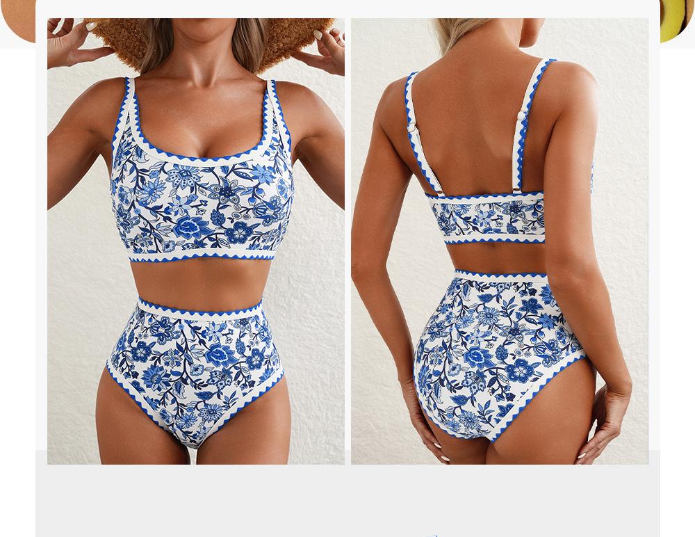 Aleumdr Women's Bikini Sets Floral Print Whip Stitch 2 Piece Swimsuits High Waisted Scoop Bathing Suits SpringStatements Aleumdr Women's Bikini Sets Floral Print Whip Stitch 2 Piece Swimsuits High Waisted Scoop Bathing Suits SpringStatements