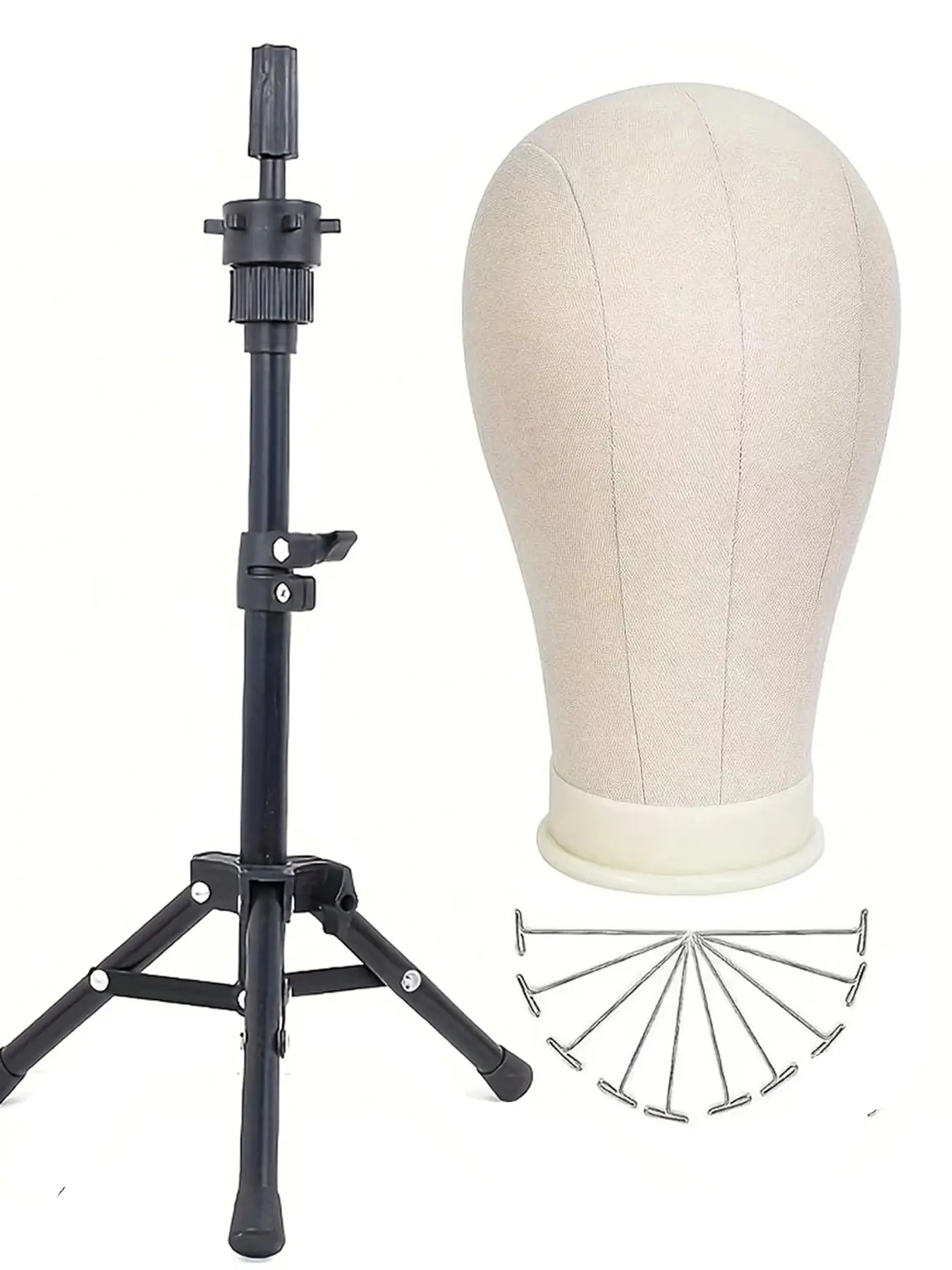 22-Inch Wig Head Model with Wig Stand, Canvas Mannequin Head for Wig Display, All Seasons Use, Practice Mannequin Head, Mannequin Head Set