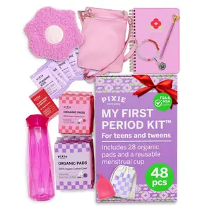 First Period Kit for Girls 9-12 - Ranked 1 for Comfortable & Organic Teen Pads - Tween Girls Trendy Stuff & Teen Girls Gifts - Biodegradable Absorbent Pads - Thoughtfully Designed for Tweens