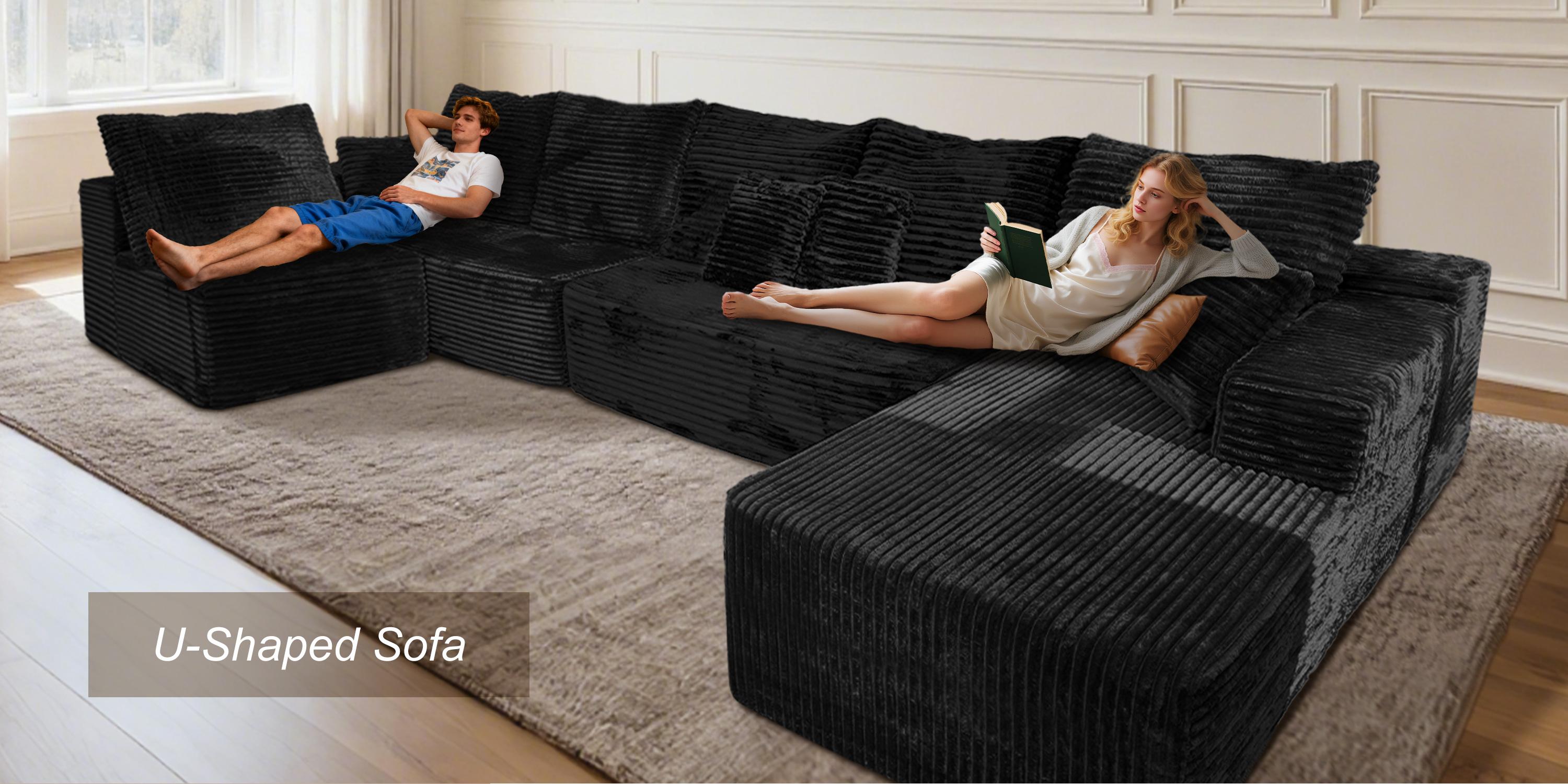 【DlY Combination】HSECOYAY Modular Sectional SofaMix and Match Pieces for Living Room, Comfy CloudCouches with Movable Ottoman, L/U-Shaped FlexibleConfiguration, Plush Corduroy - 400 lbs SeatCapacity 【DlY Combination】HSECOYAY Modular Sectional SofaMix and Match Pieces for Living Room, Comfy CloudCouches with Movable Ottoman, L/U-Shaped FlexibleConfiguration, Plush Corduroy - 400 lbs SeatCapacity