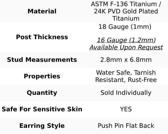 Mini Crown Titanium Flat Back Stud (Single)