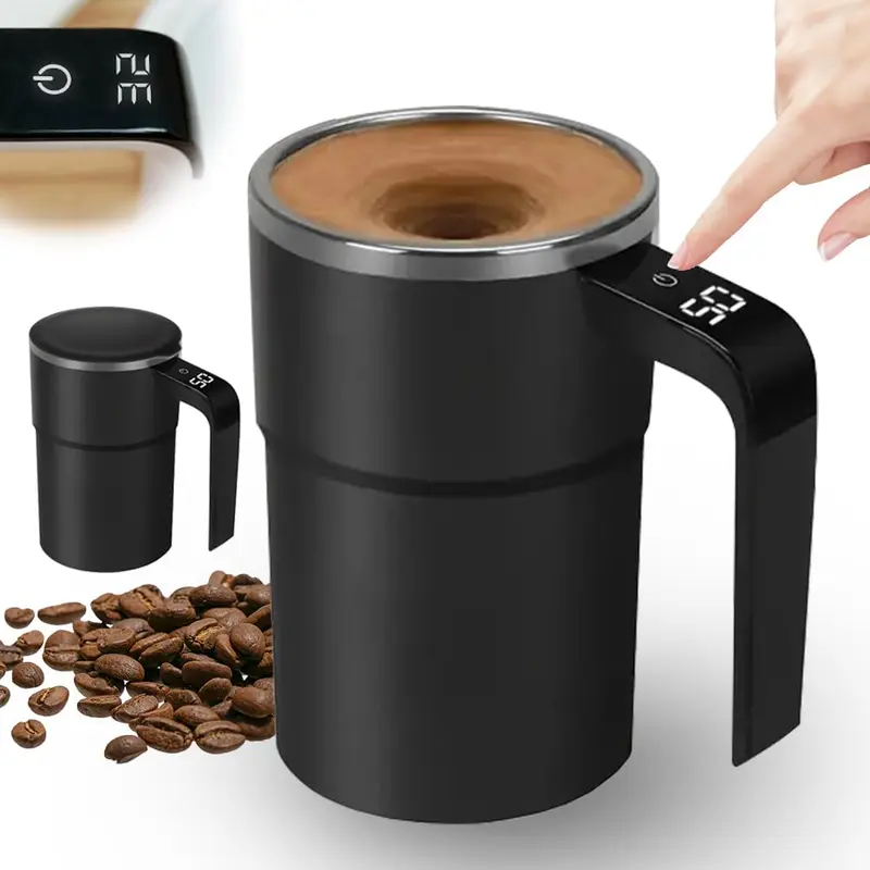Rechargeable Auto Magnetic Coffee Mug with Digital Display, Electric Self Stirring Mug, Mixing Cup for Milk/Cocoa at Office/Kitchen/Travel Drinkware Tumbler,Valentine's Day gifts,The best gift for your partner