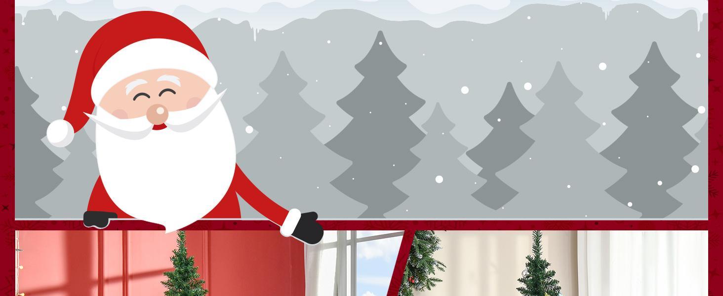 HOMCOM 6ft/7ft Artificial Pencil Christmas Tree, Slim Xmas Tree with 390 Realistic Branch Tips and Plastic Stand