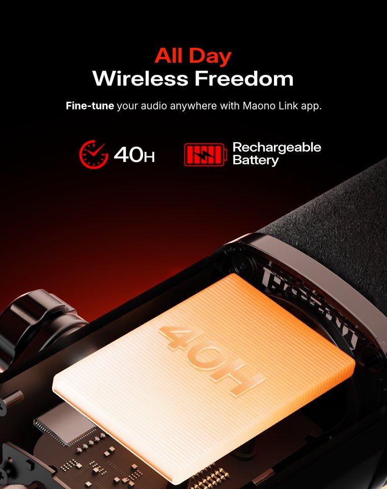 Maono PD100W Wireless & USB gaming microphone for podcast recording, meeting, dynamic RGB mic with quick mute, headphone jack, gain knob, volume control, desktop mic for PC Gamer. widely compatible with PCs, smartphones, laptops, PS4, and PS5.