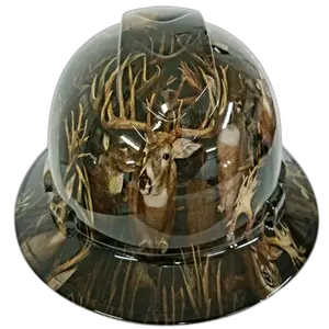 Trophy Whitetail Buck Woodland - Custom Hydro Dipped Full Brim Hard Hat