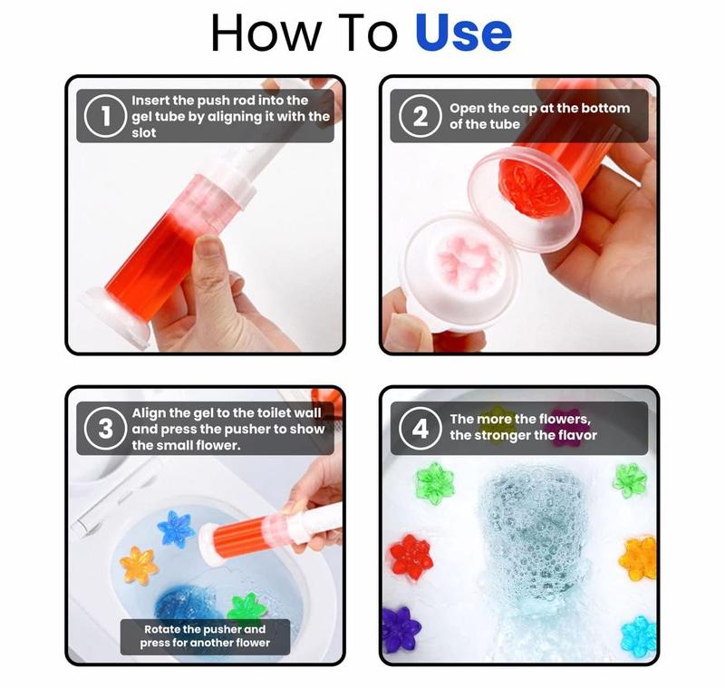6 Pack Toilet Gel Stamp, 72 Stamps 6 Kinds Of Scent Toilet Bowl Cleaner Gel, Long-Lasting Flowers Shaped Bathroom Freshener, Keeps Toilet Fresh Fragrant and Clean Household Scented
