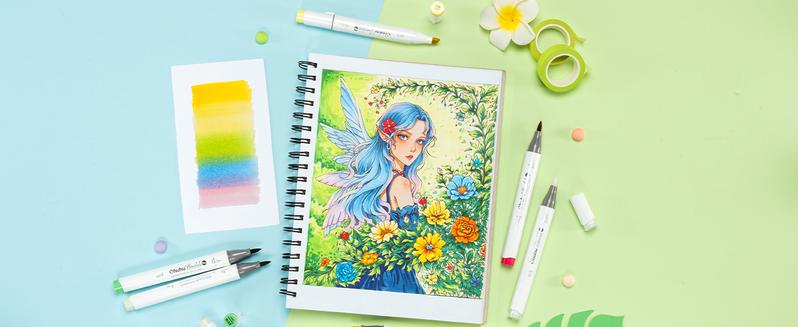 Ohuhu Alcohol Markers Supreme Brush Tip: 24 & 36-Color Brush & Chisel Double Tipped Art Marker Set for Artist Adults Coloring Illustrations -Honolulu Plus-Refillable