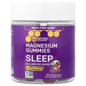 Natural Stacks Magnesium Gummies, Sleep, Mixed Berry, 30 Vegan Gummies