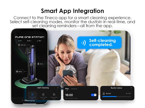 TINECO PURE ONE Station Pet Cordless Stick Vacuum Cleaner, Station with Self-Clean, ZeroTangle Brush for Pet Hair, Hard Floor, Carpet, Tile, Pet Grooming, Lightweight, Handheld Vacuum