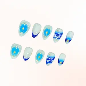 Bling by Allie BLUE TIDE - 100% Handmade Press-On Nails | Resusable, Salon Quality, Long Lasting
