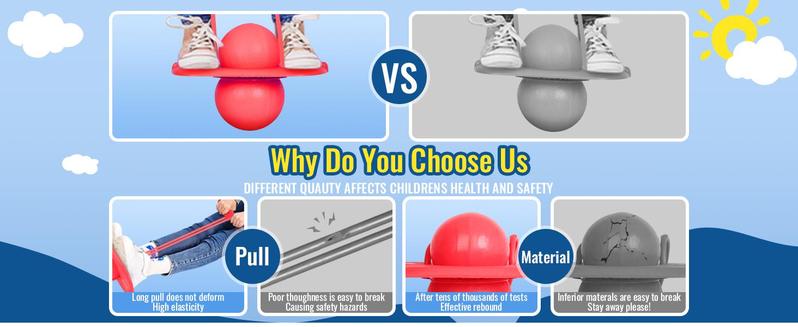 Kids' Handle-Pump Pogo Trick Ball Pogo Stick for Boys Girls Up to 180 lbs Durable Plastic Deck Indoor Outdoor Toy Jumper Trampoline with Easy Carry Handle Safe Quality Design