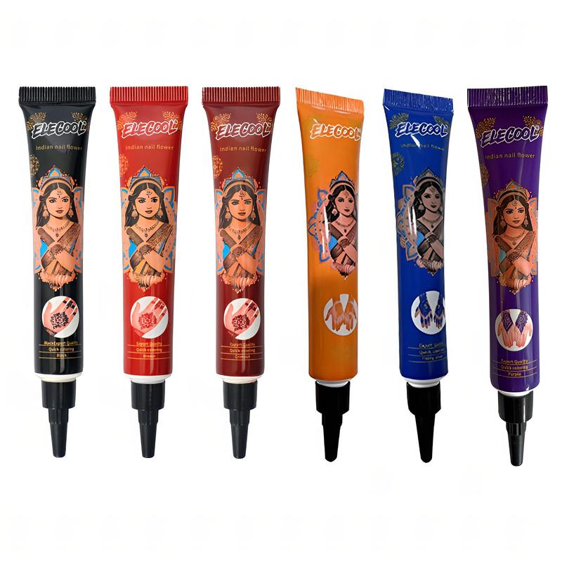 (Pack of 6) 25g-100% Fresh Natural Henna Cones | Original Henna Blend | Plant Based Temporary Tattoos |Two Colour Choose | Makeup Cosmetic