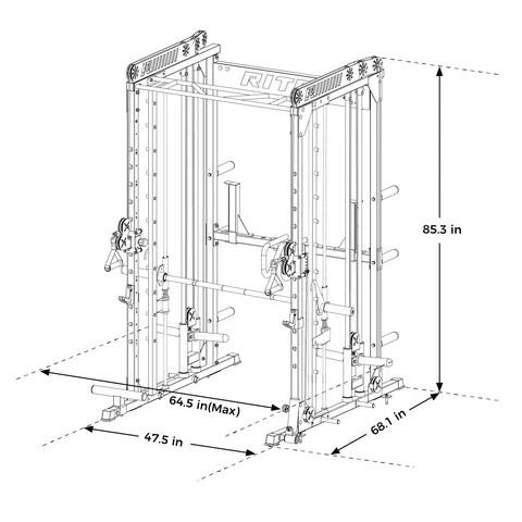 RitFit Pink M1 2.0 Pro Multi-Functional Smith Machine with Cable Crossover System & Squat Rack for Home Gym
