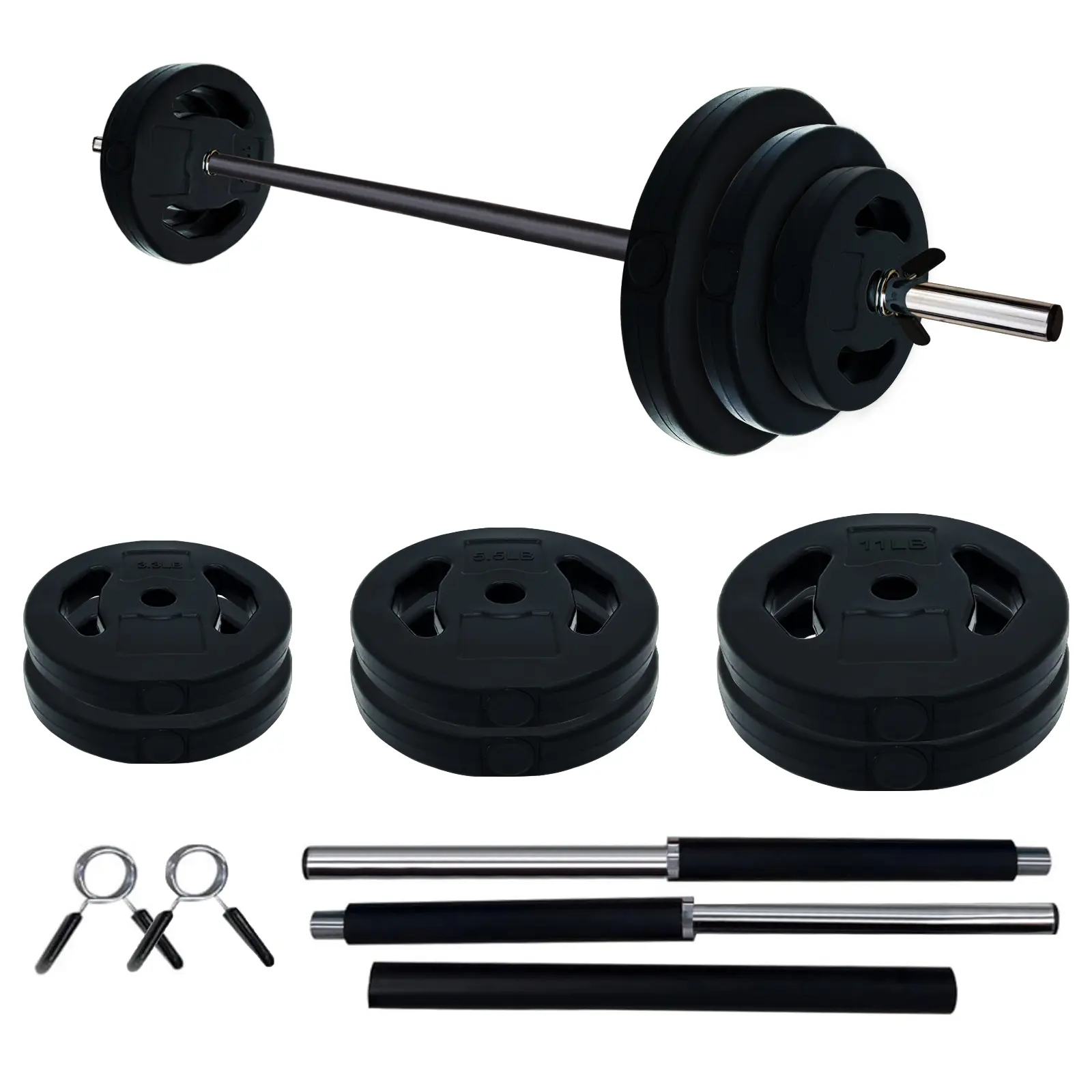 Adjustable Barbell Weight Set for Home Gym – 51'' Bar with PU Coated Round Plates – Cardio Pump & Strength Training – Appropriate for Men & Women – 40LB – Multi-Color