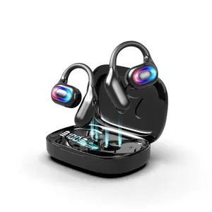 Open Ear Headphones,Over Ear Earbuds with Ergonomic Earhook,Bluetooth Headphones 5.4 with Smart Digital Display,40H Playtime, Touch Control Operate Fit Cycling,Running,Workout