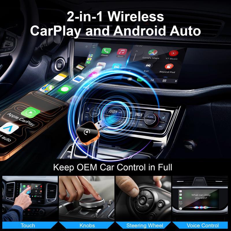 【SpringGlowUp】Yurnlv New 2026 CarPlay wireless CarPlay adapter for iPhone/Android, fast connection, no delay, hands-free calls, wireless adapter, electronic charger, CarPlay adapter