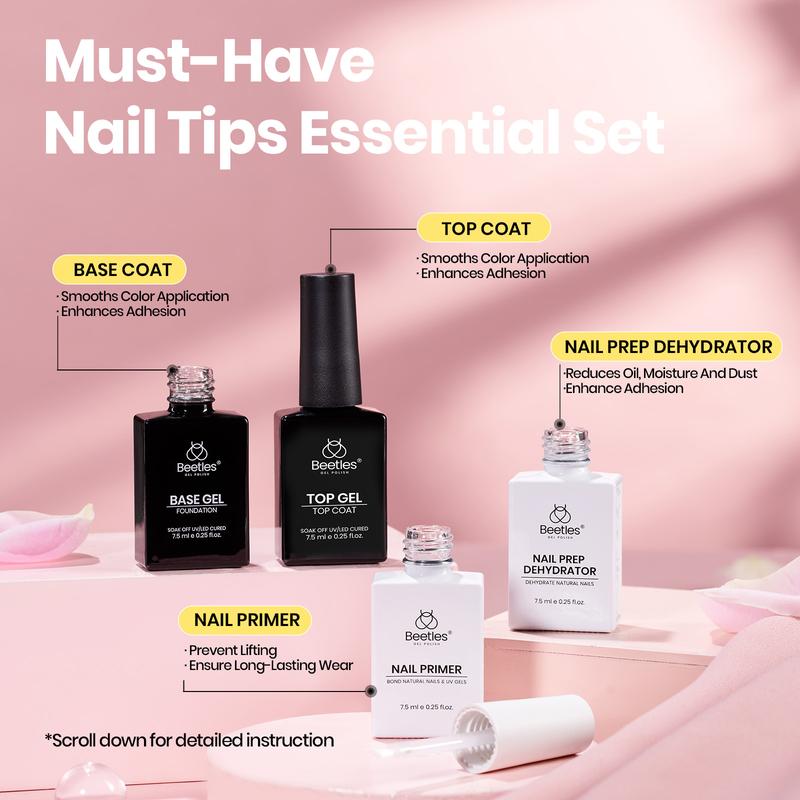 Beetles Tipex Pre-Building Instant Apex Nail Tips –  Square Stiletto Almond Coffin,  Pre-Etched, Thick Full Cover Acrylic Tips Manicure Art DIY Gift for Women Cutics