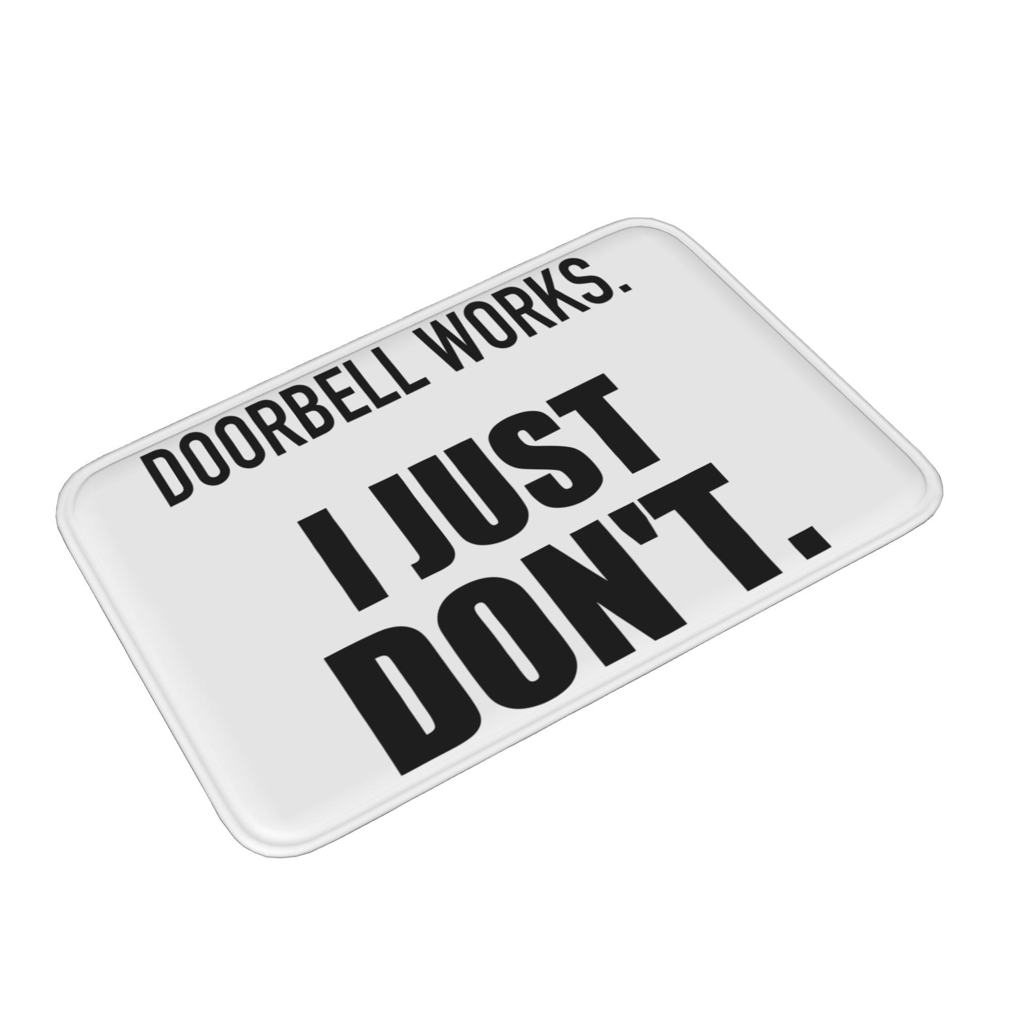 Humorous Doorbell Printed Flannel Doormat, Anti-Slipping Multi-Size Indoor Entry Rug with Social Battery Quote, Washable Home & Office Bath Mat, One-Piece