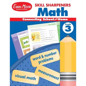 Evan-Moor Skill Sharpeners Math Workbook, Grade 3, Multiplication, Division, Test Prep, Number Sequencing, Geometry, Measurements, Graphing, Fractions, Tell Time, Money, Fun Activities, Homeschool Paperback – Teacher's Edition, January 1, 2021