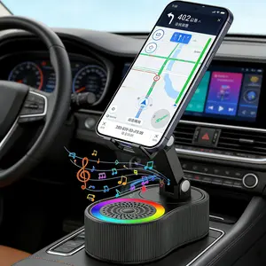 Wireless Induction Audio Bluetooth Speaker 5in1 Phone Holder Emergency Rechargeable (3000mAh) with Colorful Ambient Light 300° Foldable for Tablet iPhone Android, Gifts for Men Women