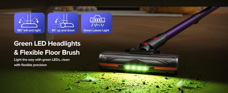 Lubluelu Cordless Stick Vacuum Cleaner, 550W Brushless Motor with 45KPa Suction Power, Rechargeable Home Cleaning Tool with LED Brush for Pet Hair, Carpets & Floors