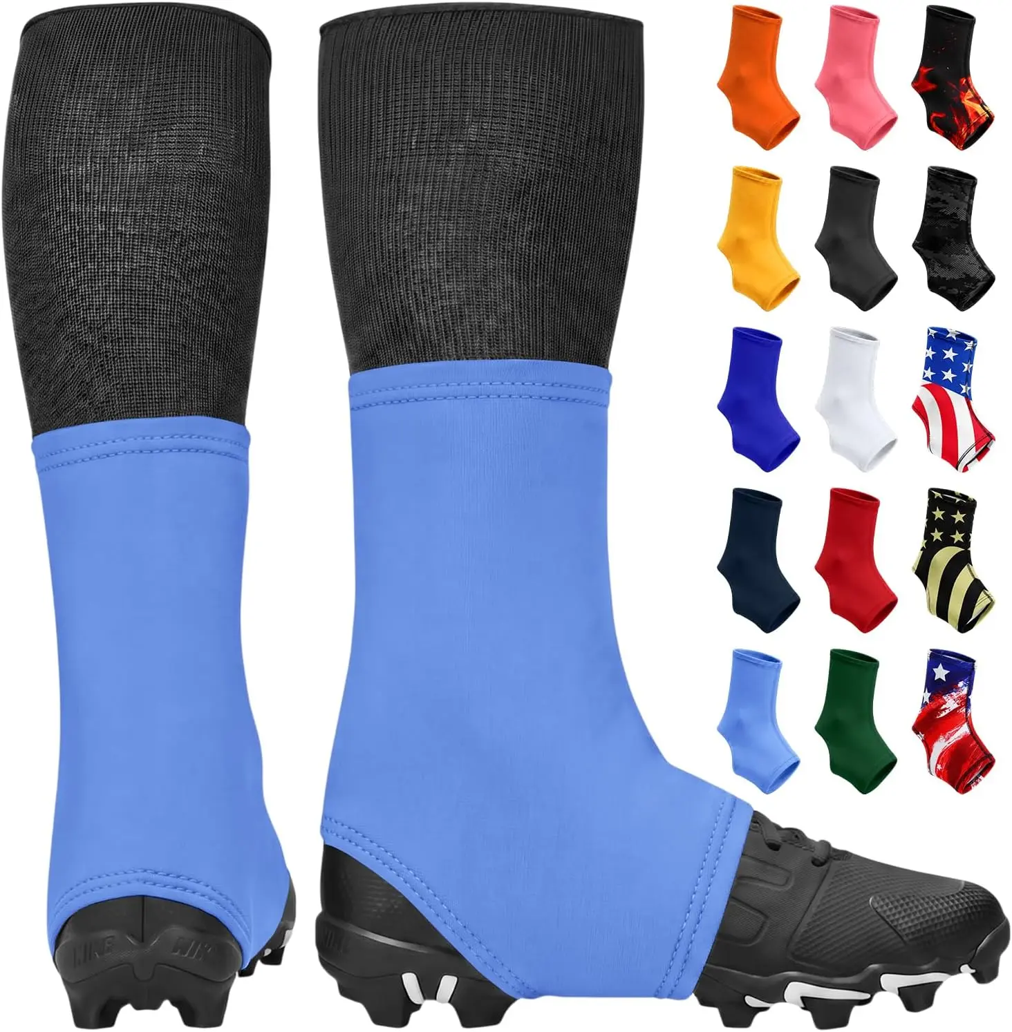Exxact Sports Football Spats for Men - Solid Polyester Spandex Cleat Covers, Protective, Flexible, Washable Football Accessories