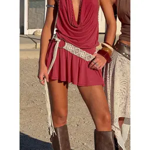 Dayten Ring Detail Crochet Belt Beige