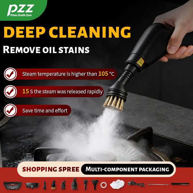 PZZ Handheld Steam Cleaner, Portable Steam Cleaner with 12 Accessories, 15s Fast Heat-Up, 6-Level Adjustable Steam for Home, Kitchen, Tile, Grout, Grease, Sofa & Car Detailing