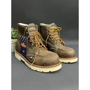 Thorogood Men's American Heritage Crazy Horse Brown Moc Steel Toe 6" Lace Up Work Boot