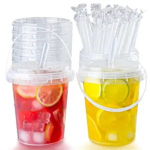 15pcs Set 34 oz Large plastic cup with lid and straw - reusable, BPA-free drink cup for ice drinks, fruit, ice bucket - ideal for parties, festivals, and everyday use, Reusable Liquor Cups