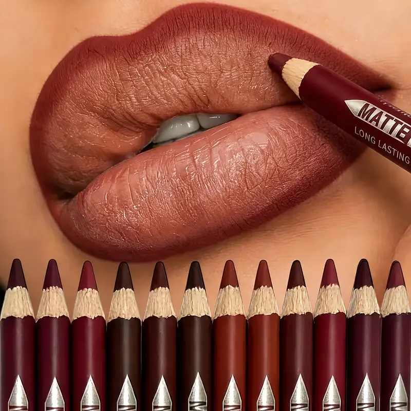 12Pcs Soft Matte Lipstick Pens With Sharpener Set Long Lasting Smooth Makeup Waterproof Smudgeproof Precise Contour Lip Liner Versatile Daily Cosmetic Summeressentials